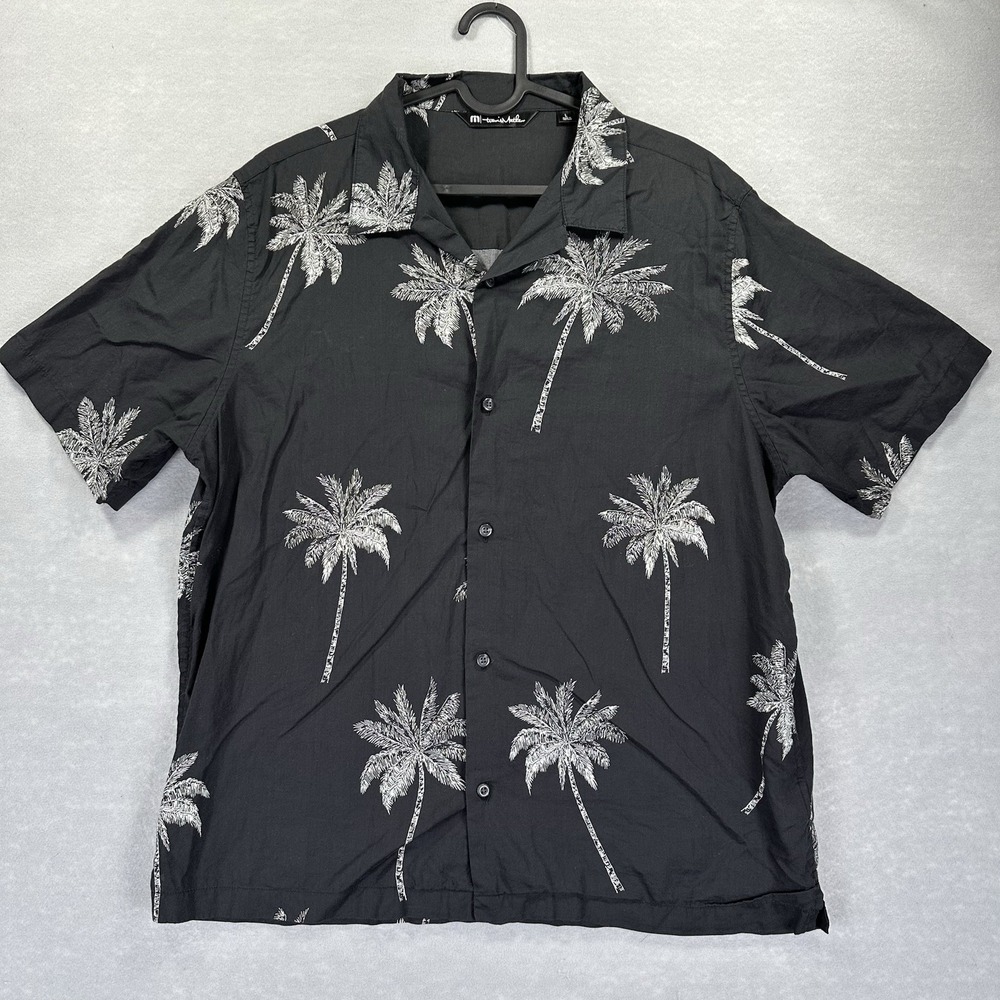 Travis‎ Mathew Mens Palm Tree Print Button Down Shirt Black Large Casual Summer